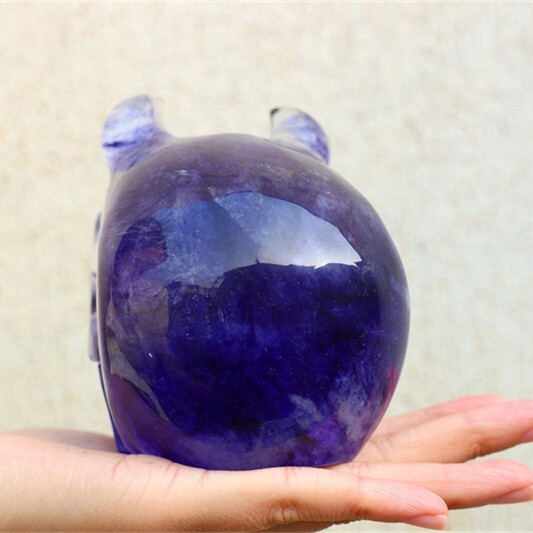 920g Blue Smelting Stone Cow skull Carved Reiki Quartz Crystal Skull Healing Min