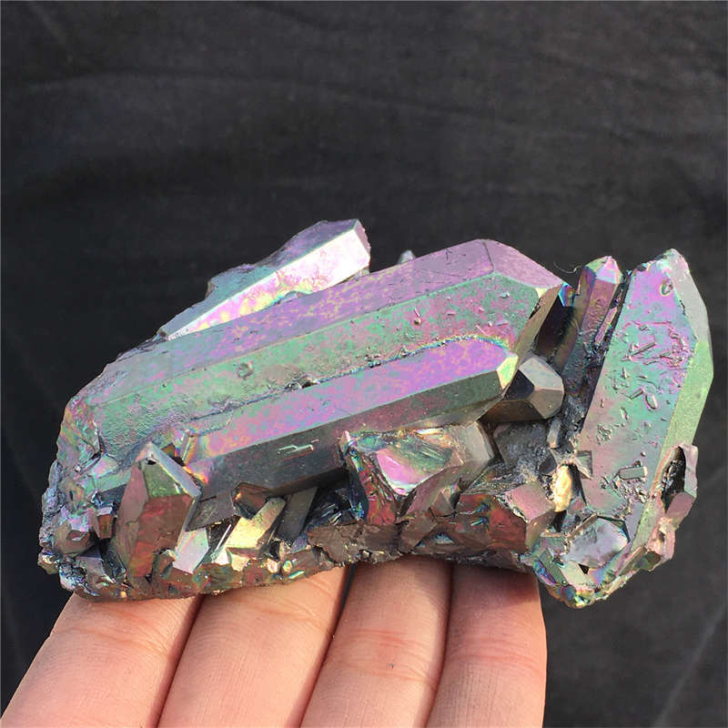 210g Electroplate Rainbow cluster quartz crystal mineral specimen reiki healing