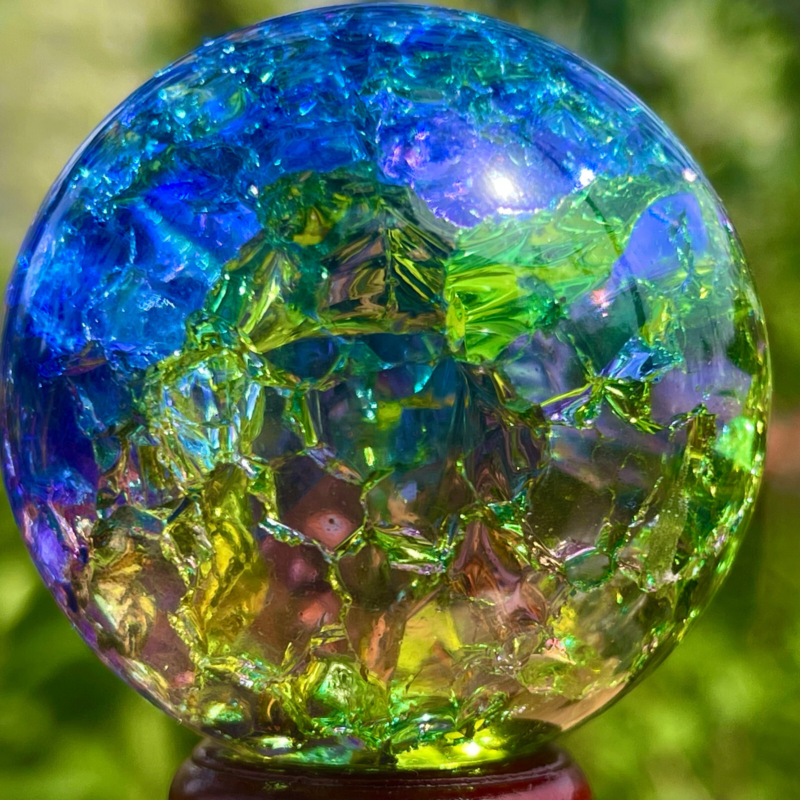165G Natural Titanium Rainbow Quartz sphere Crystal ball Healing