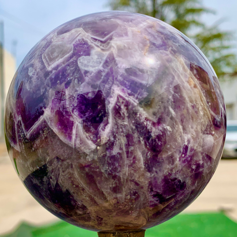 1.76LB Natural beautiful Dream Amethyst Quartz Crystal Sphere Ball Healing
