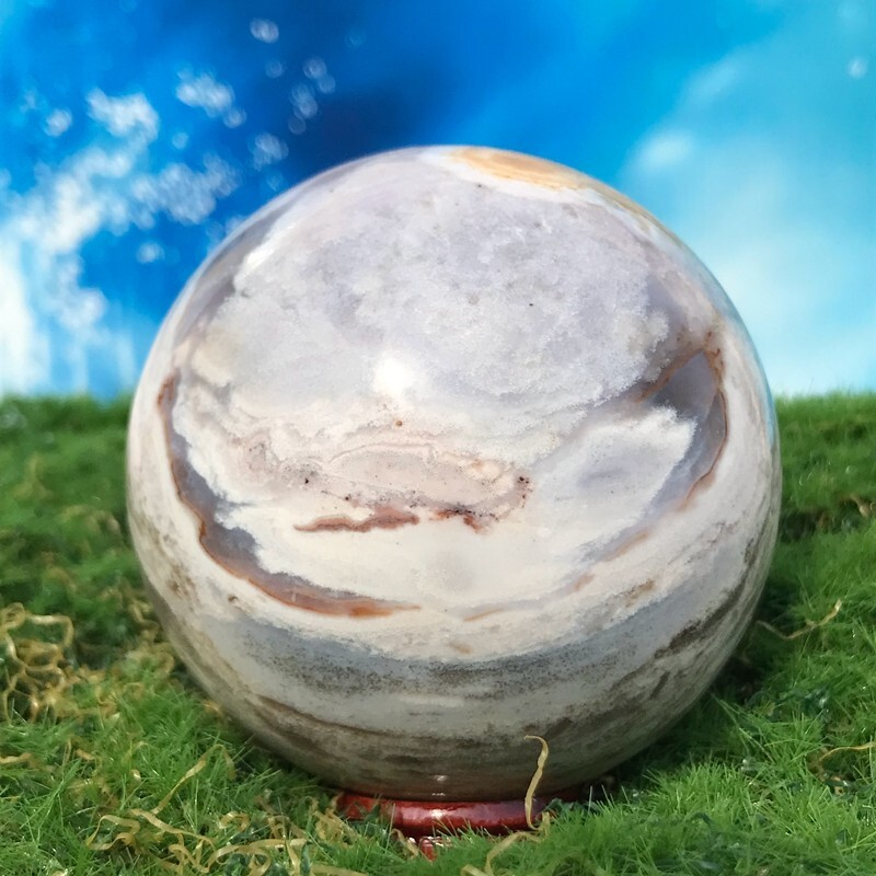 300GNatural Marine Jasper Quartz Ball Crystal Ball Mineral Sample Restoration