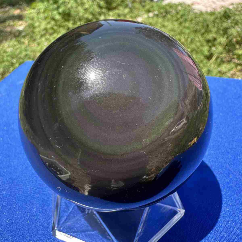 520g natural rainbow obsidian sphere cat's eye quartz crystal ball healing