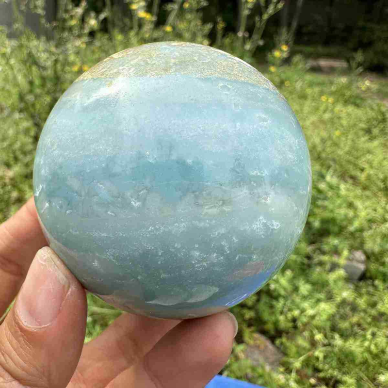 375g Natural Amazonite Quartz Sphere Crystal Polished Ball Reiki Healing Decor