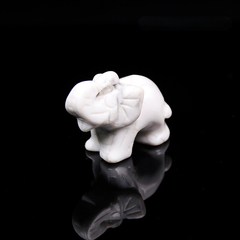 Natural Quartz Crystal Skull Carved Elephant Healing Gemstone Animal Sculpture