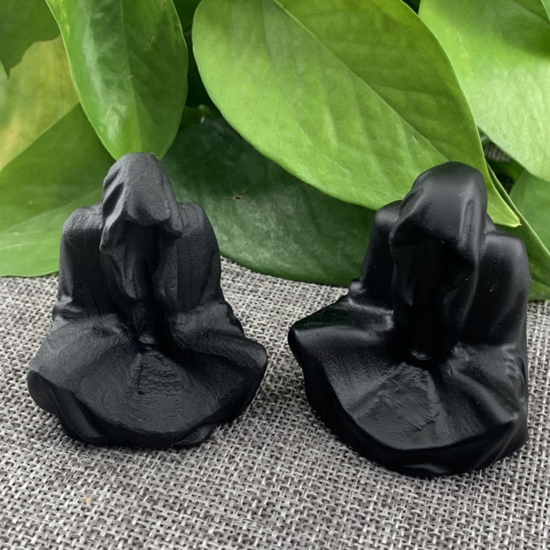 2" Natural Obsidian Quartz Carved Quartz Crystal Skull Reiki Healing Gift 1pc