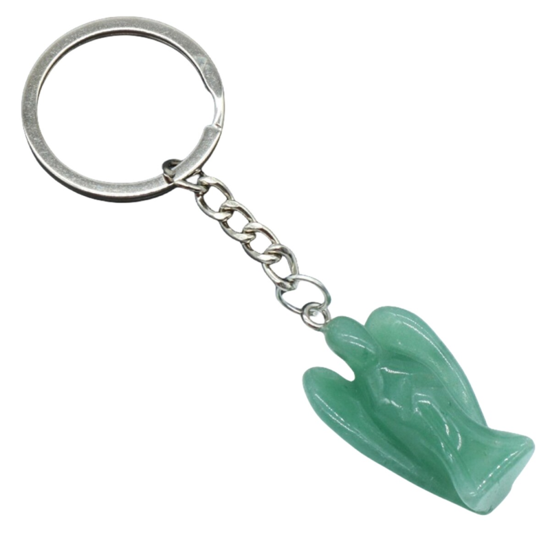 3PCS Healing Energy Gemstone Angel Key Fob Decorative Keychain for Women Men