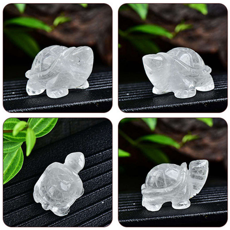 Natural Quartz Crystal Longevity Chakra Healing Stone Carved Turtle Animal Reiki