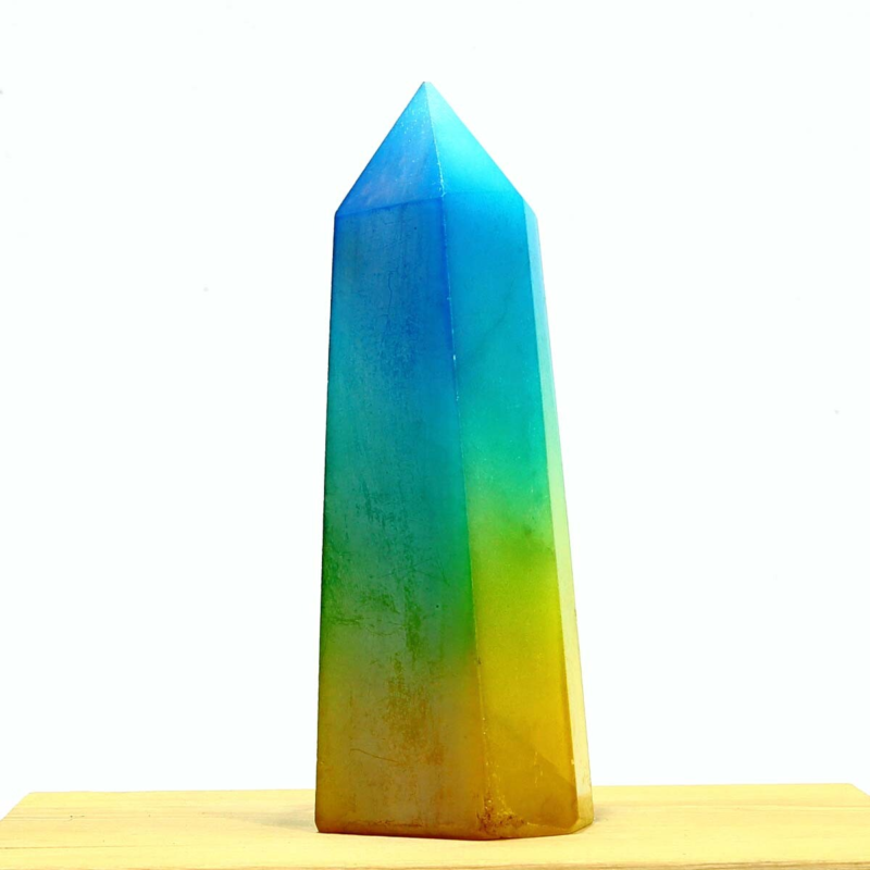 298g Electroplated Natural Crystal Quartz Tower Crystal Point rainbow Healing