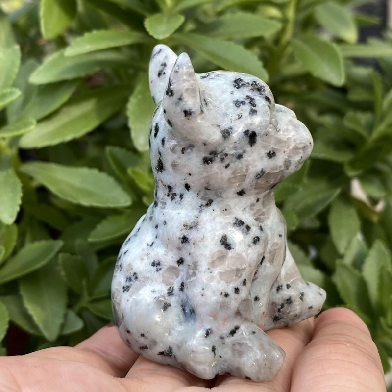 3cm Natural Quartz Crystal Carved Rough Stone French Bulldog Energy Animal Decor