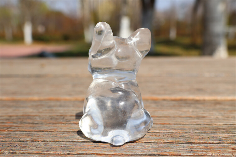 2" Carved Clear Melting Stone French Bulldog Reiki Crystal Skull Figurine 1pc