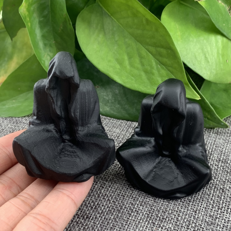 2" Natural Obsidian Quartz Carved Quartz Crystal Skull Reiki Healing Gift 1pc