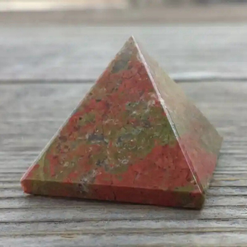 Natural Unakite Epidote Quartz Crystal Orgone Energy Pyramid Healing Stone Tower