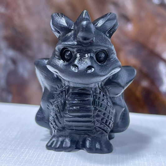 2" Natural obsidian quartz hand carved crystal animal skull reiki healing 1pc