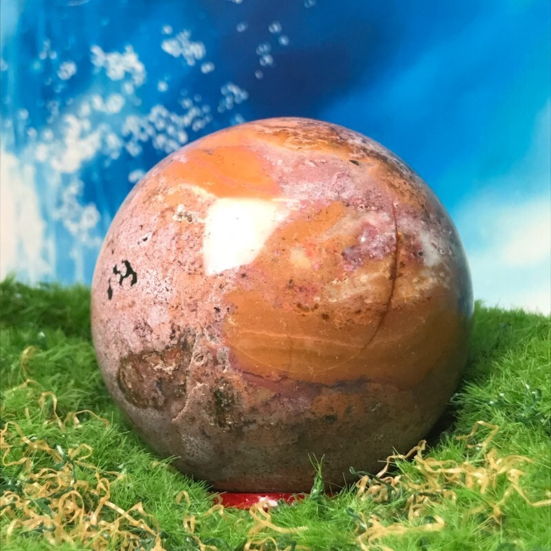 262GNatural Marine Jasper Quartz Ball Crystal Ball Mineral Sample Restoration