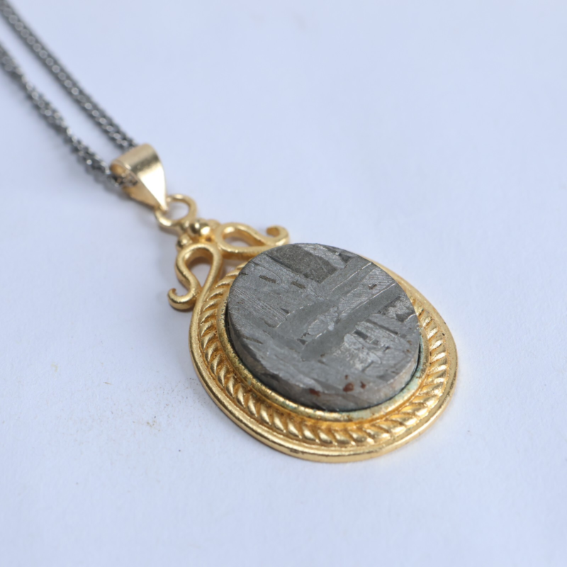Natural meteorite inlaid pendant, necklace, gift L69