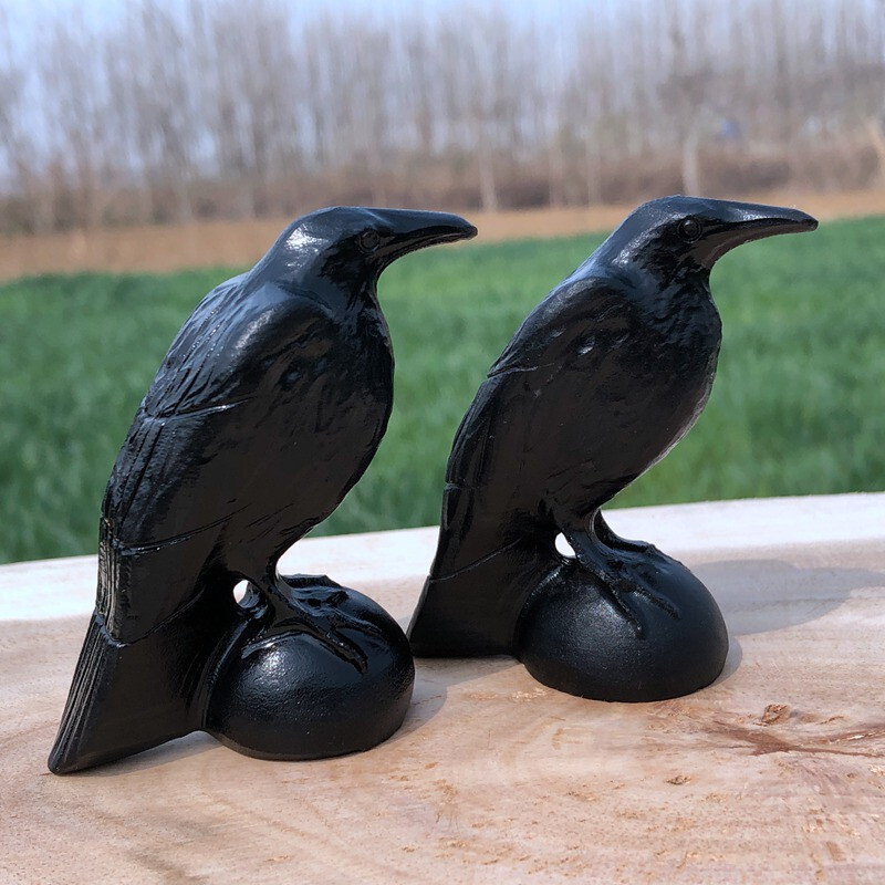 Natural obsidian crystal hand carved Raven skull Quartz reiki Decoration 1pc