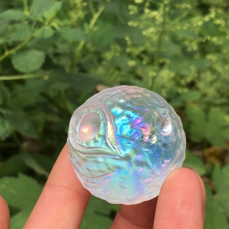 1PC Titanium Rainbow Melting stone ball Quartz  Mysterious Eyeball Reiki Heal