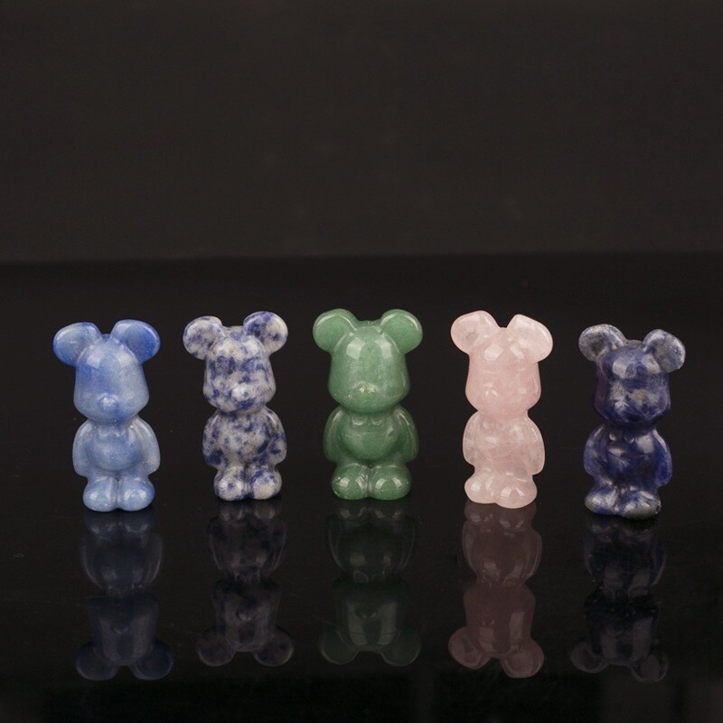 Natural Quartz Crystal Gloomy Little Bear Healing Rock Carved Animal Stone Gift