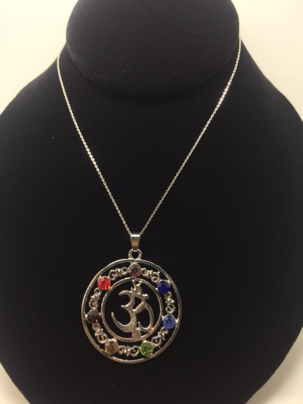 New Trendy 7 Chakra Rainbow Meditation Balance Necklace 18” Om Symbol