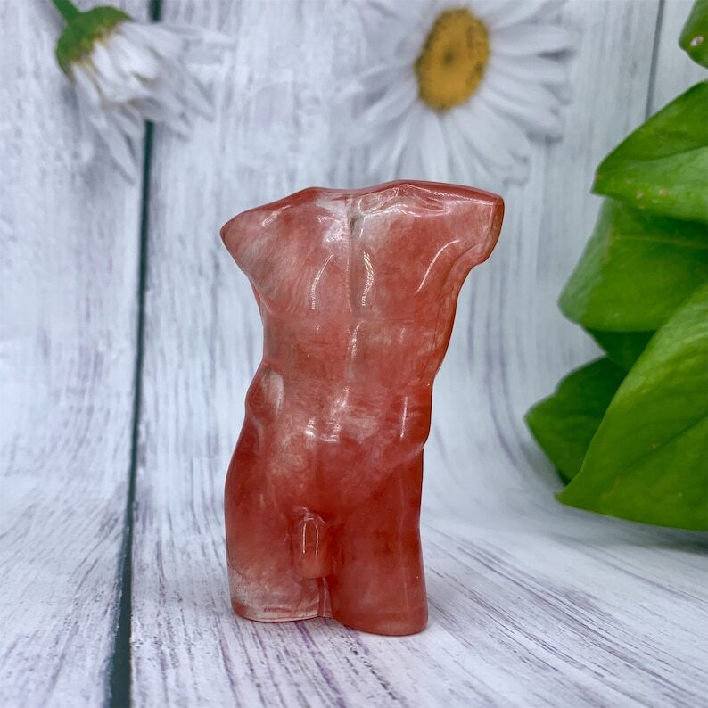 1PC Red melting stone Male Models Crystal Decoration Reiki Heal Collection gift