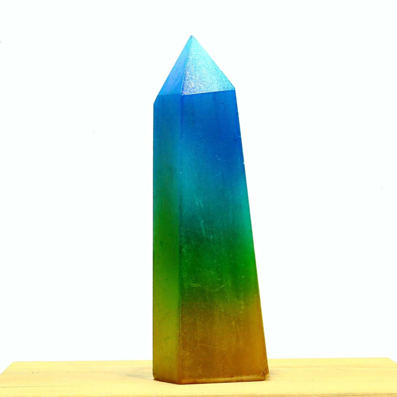 298g Electroplated Natural Crystal Quartz Tower Crystal Point rainbow Healing
