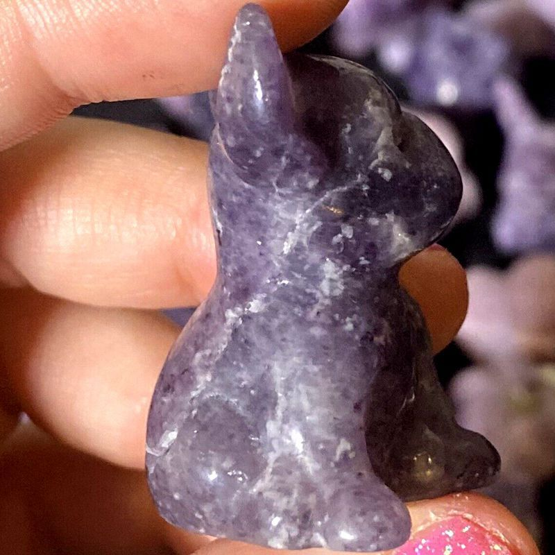 3cm Natural Quartz Crystal Carved Rough Stone French Bulldog Energy Animal Decor