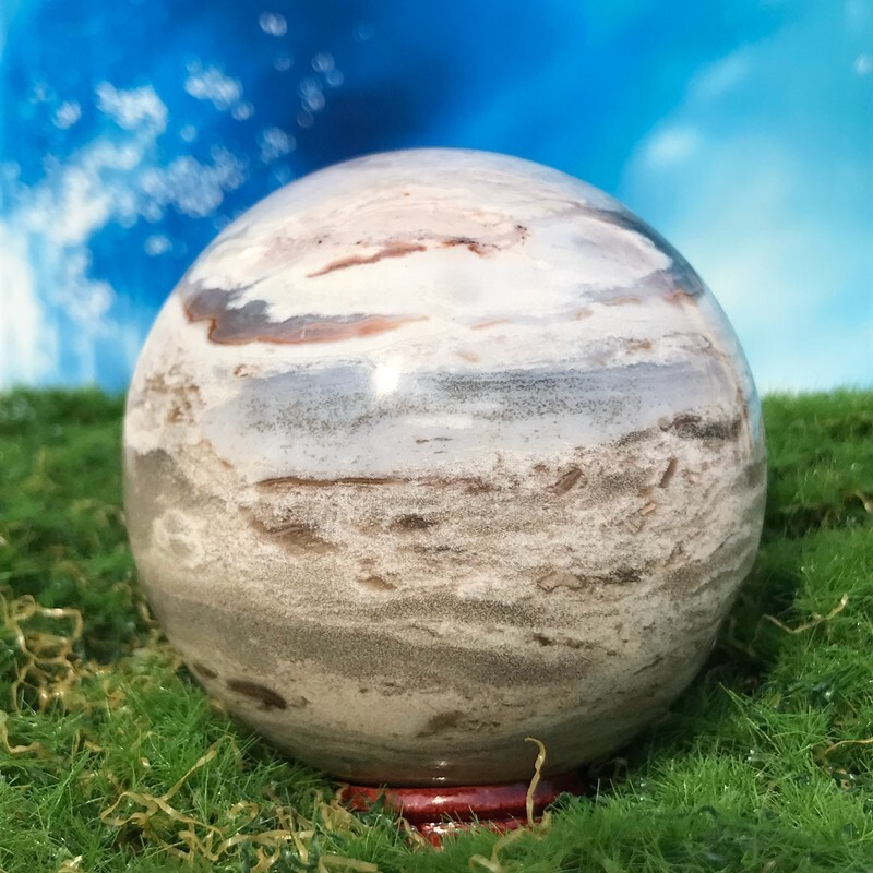 300GNatural Marine Jasper Quartz Ball Crystal Ball Mineral Sample Restoration