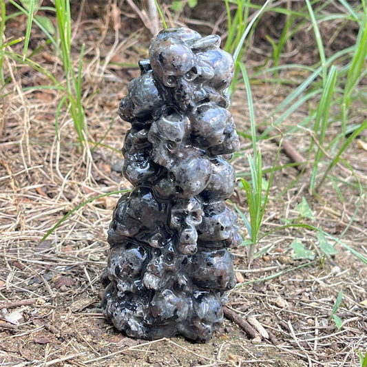 500g+ Natural yooperlite hell skull carved Quartz Crystal skull Energy Healing