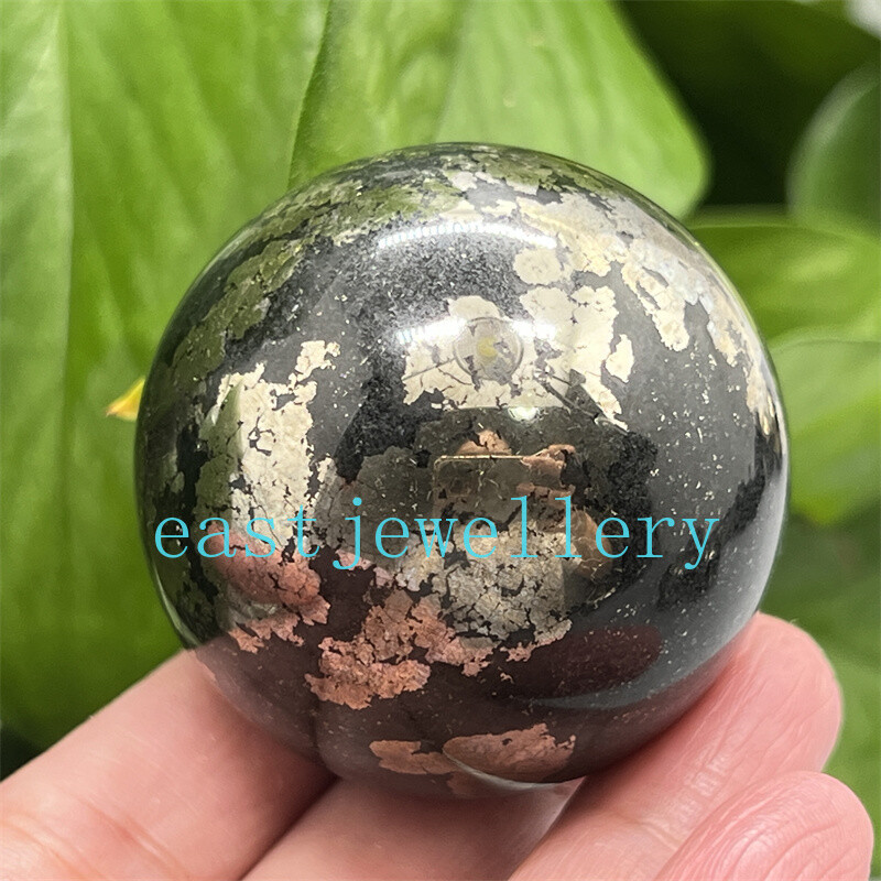 40mm+ Natural Chalcopyrite Carved sphere quartz crystal Ball Reiki Healing 1pc