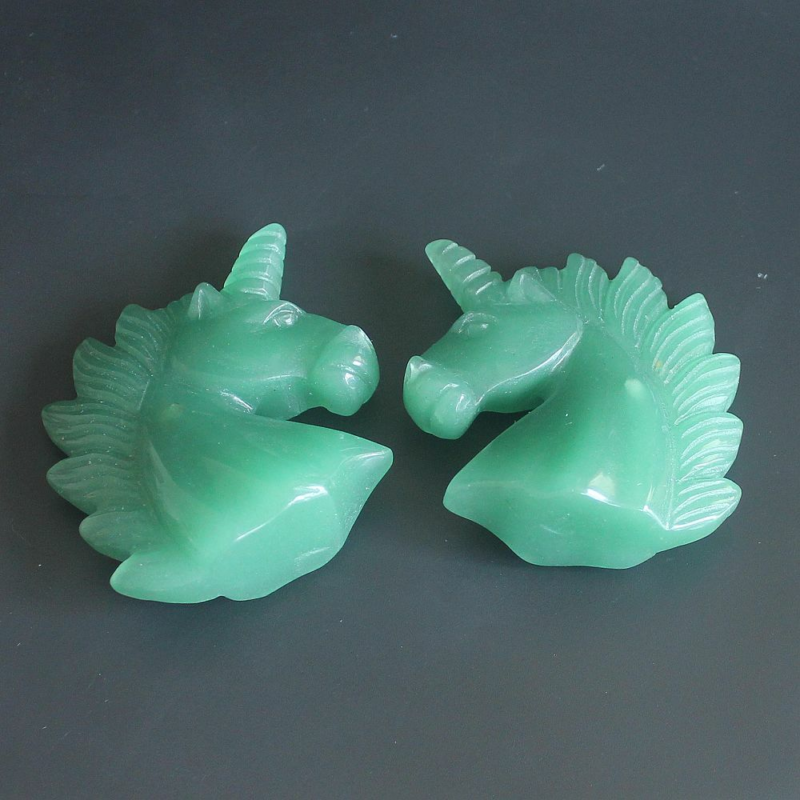 HLbshi Hand Carved Mixed Gemstone quartz crystal Unicorn animal Figurine Carving