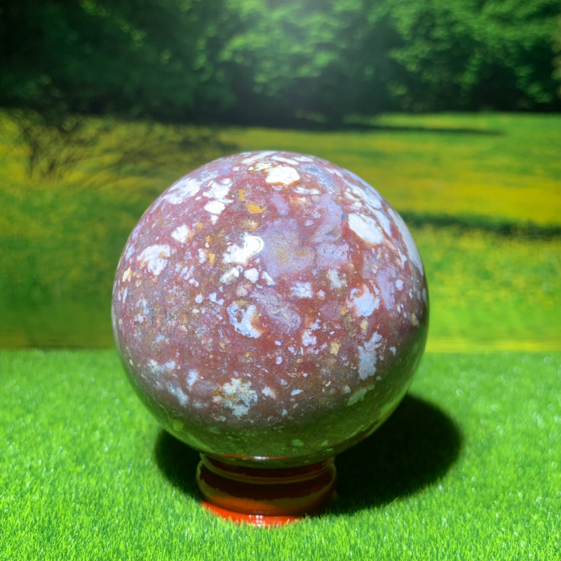 348G Natural Ocean Jasper Quartz Ball Crystal Sphere Mineral Specimen Healing