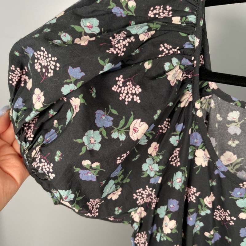 NWT LoveShackFancy Lais Floral Mixed Pattern Puff Sleeve Maxi Dress & Bow Size 4