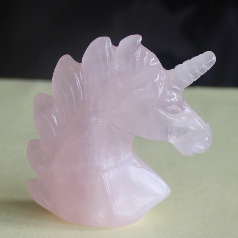 HLbshi Hand Carved Mixed Gemstone quartz crystal Unicorn animal Figurine Carving