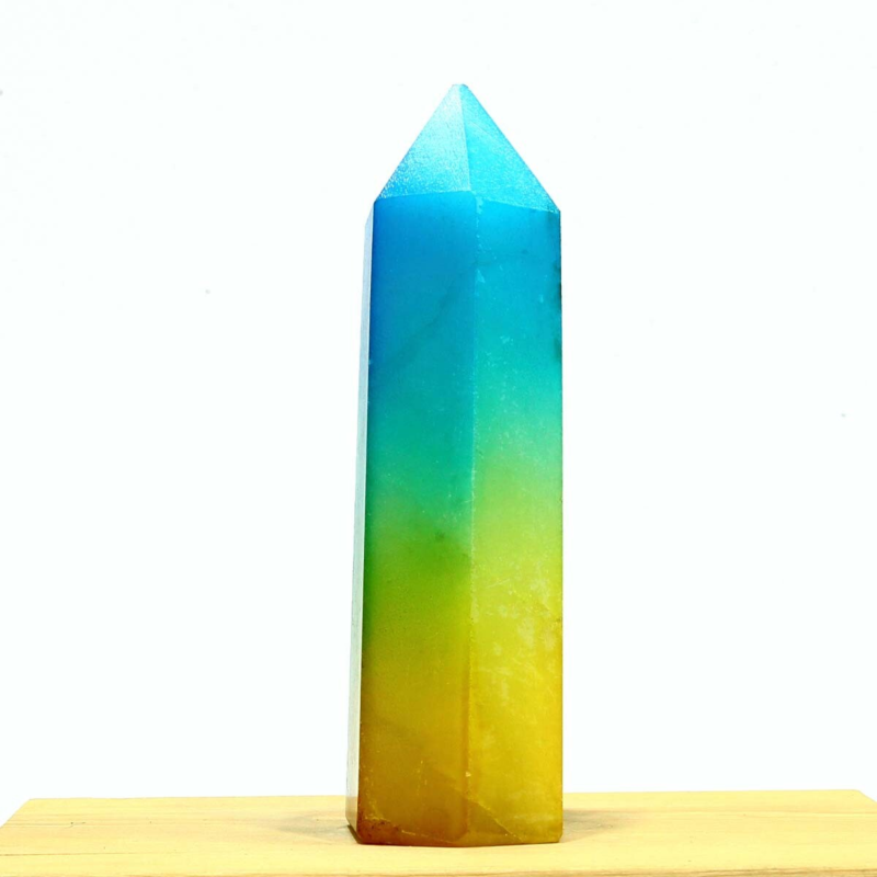 298g Electroplated Natural Crystal Quartz Tower Crystal Point rainbow Healing