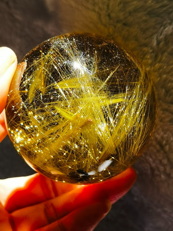 Museum Collection Tibetan High Altitude Gold Rutilated Ball Sphere Orb Gem 2.4'