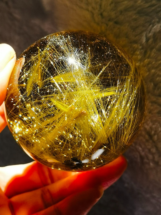 Museum Collection Tibetan High Altitude Gold Rutilated Ball Sphere Orb Gem 2.4'