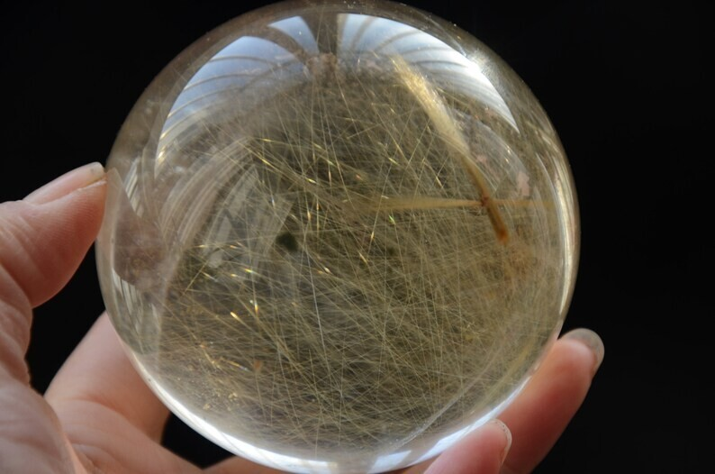 Museum Collection Tibetan High Altitude Gold Rutilated Ball Sphere Orb Gem 3.18'