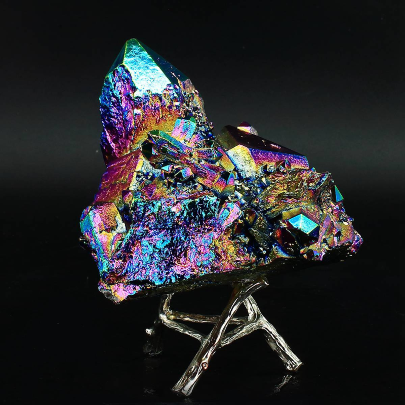 610g Colourful Crystal Cluster Quartz Mineral Specimen Decoration Electroplate