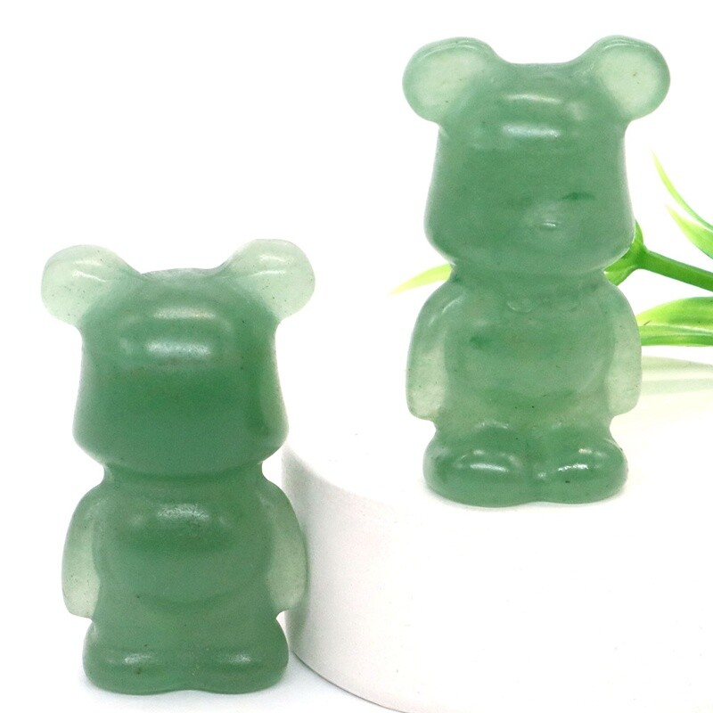 Natural Quartz Crystal Gloomy Little Bear Healing Rock Carved Animal Stone Gift
