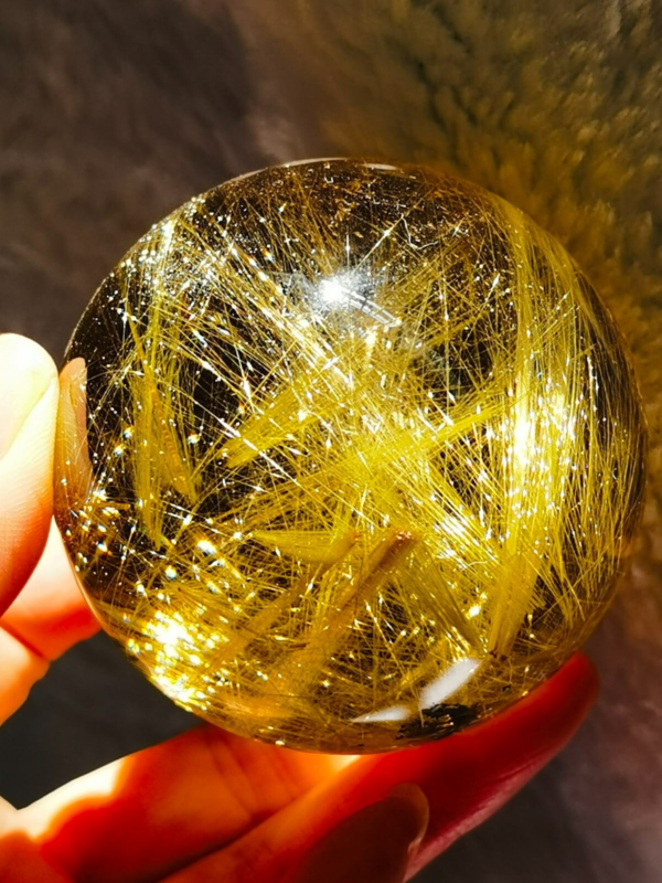 Museum Collection Tibetan High Altitude Gold Rutilated Ball Sphere Orb Gem 2.4'