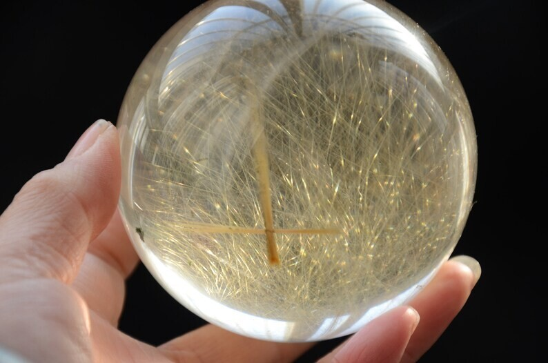 Museum Collection Tibetan High Altitude Gold Rutilated Ball Sphere Orb Gem 3.18'