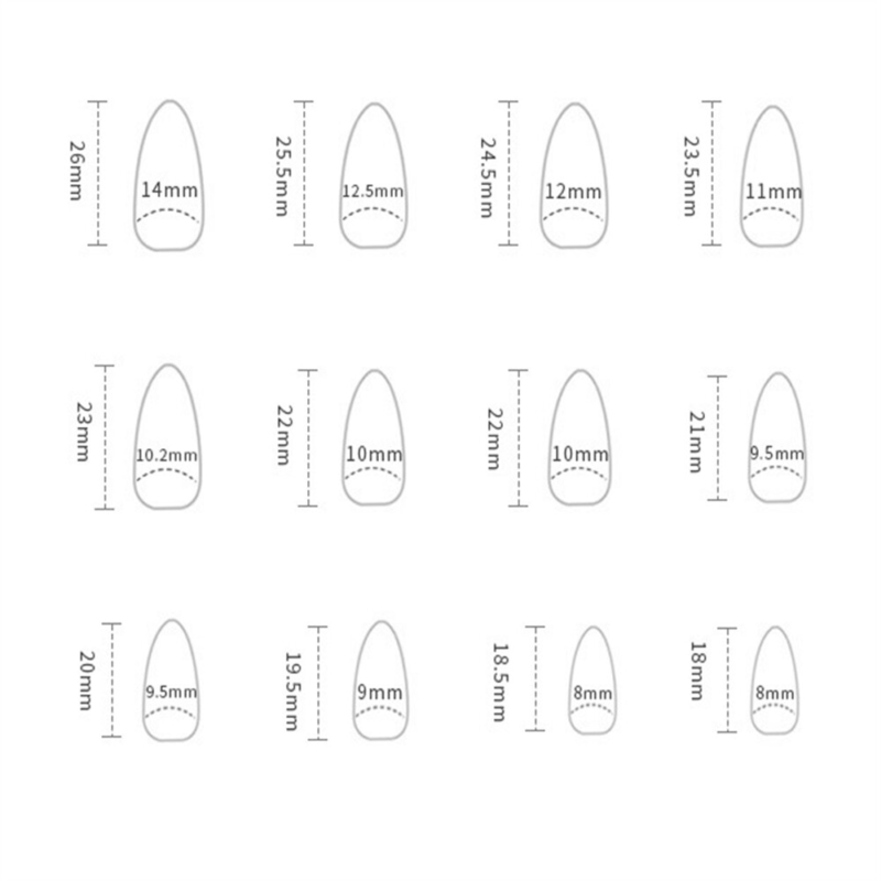French Blooming Winter False Nail Short Almond Press on Nails for Nail Art 24pcs