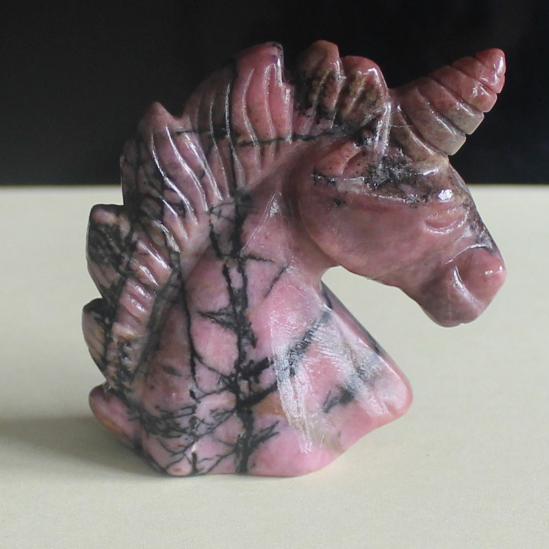 HLbshi Hand Carved Mixed Gemstone quartz crystal Unicorn animal Figurine Carving