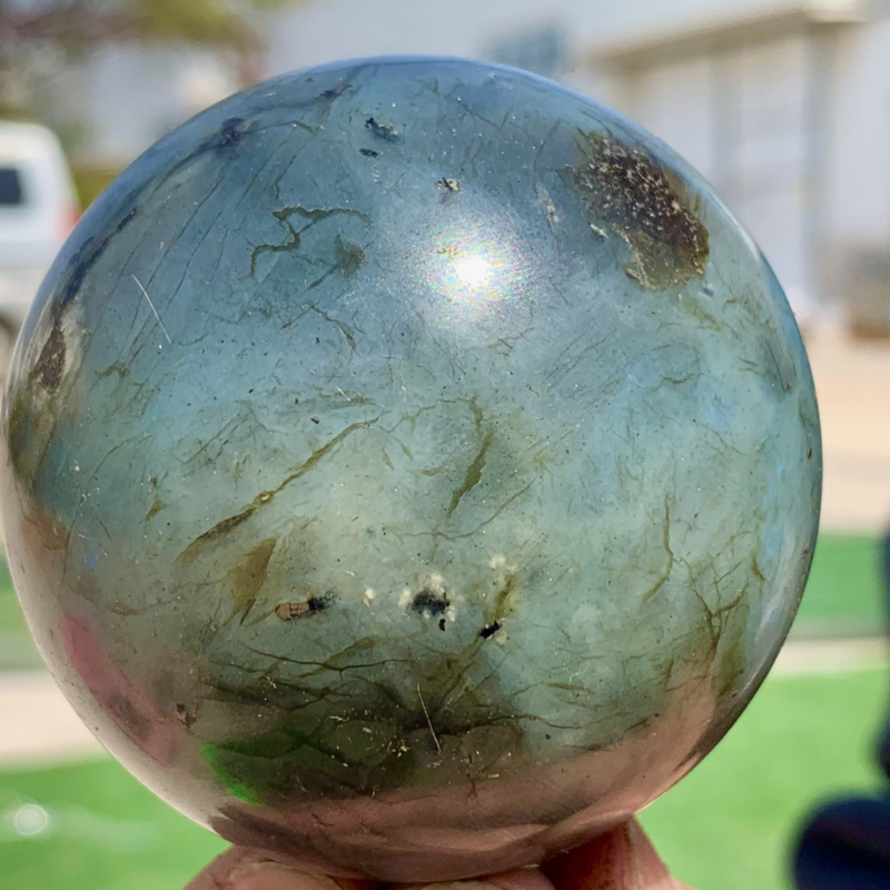 366G Natural Gorgeous Labradorite QuartzCrystal Stone Specimen ball Healing
