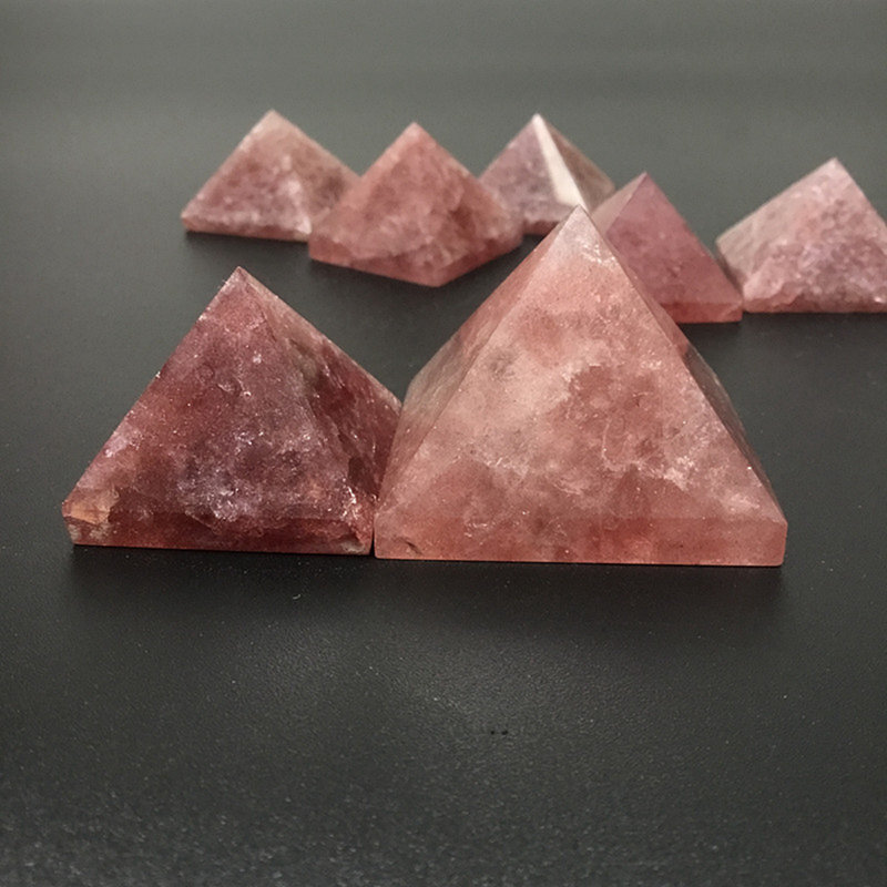 Natural Strawberry Quartz Gemstone Crystal Energy Reiki Mineral Tower Pyramid