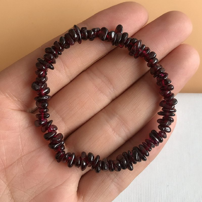 Natural Red Garnet Quartz Crystal Chakra Chip Stone Stretch Bracelet Reiki Gift