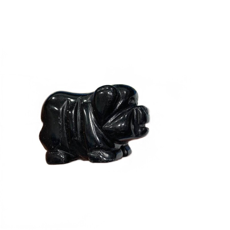 Natural Quartz Crystal Skull Carved Pig Healing Stone Wild Boar Piggy Animal Gem