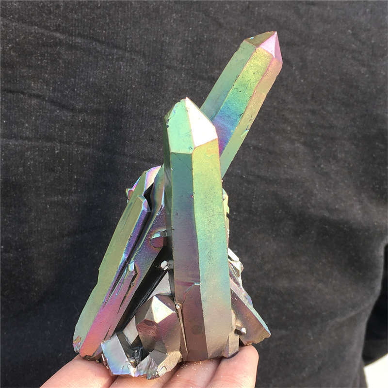 200g Electroplate Rainbow cluster quartz crystal mineral specimen reiki healing