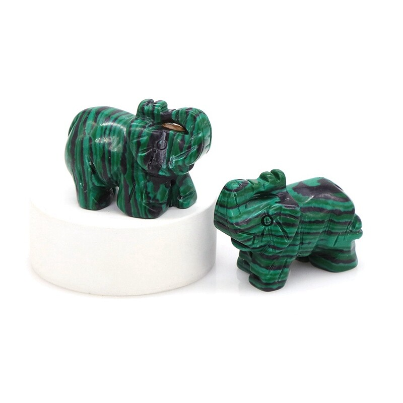 Natural Quartz Baby Elephant Stone Crystal Healing Carved Gemstone Animal Decor