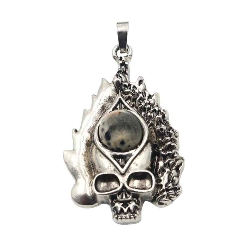 3P Fashion Gothic Skull Keychain Silver Skeleton Stone Pendant Keyring Jewelry
